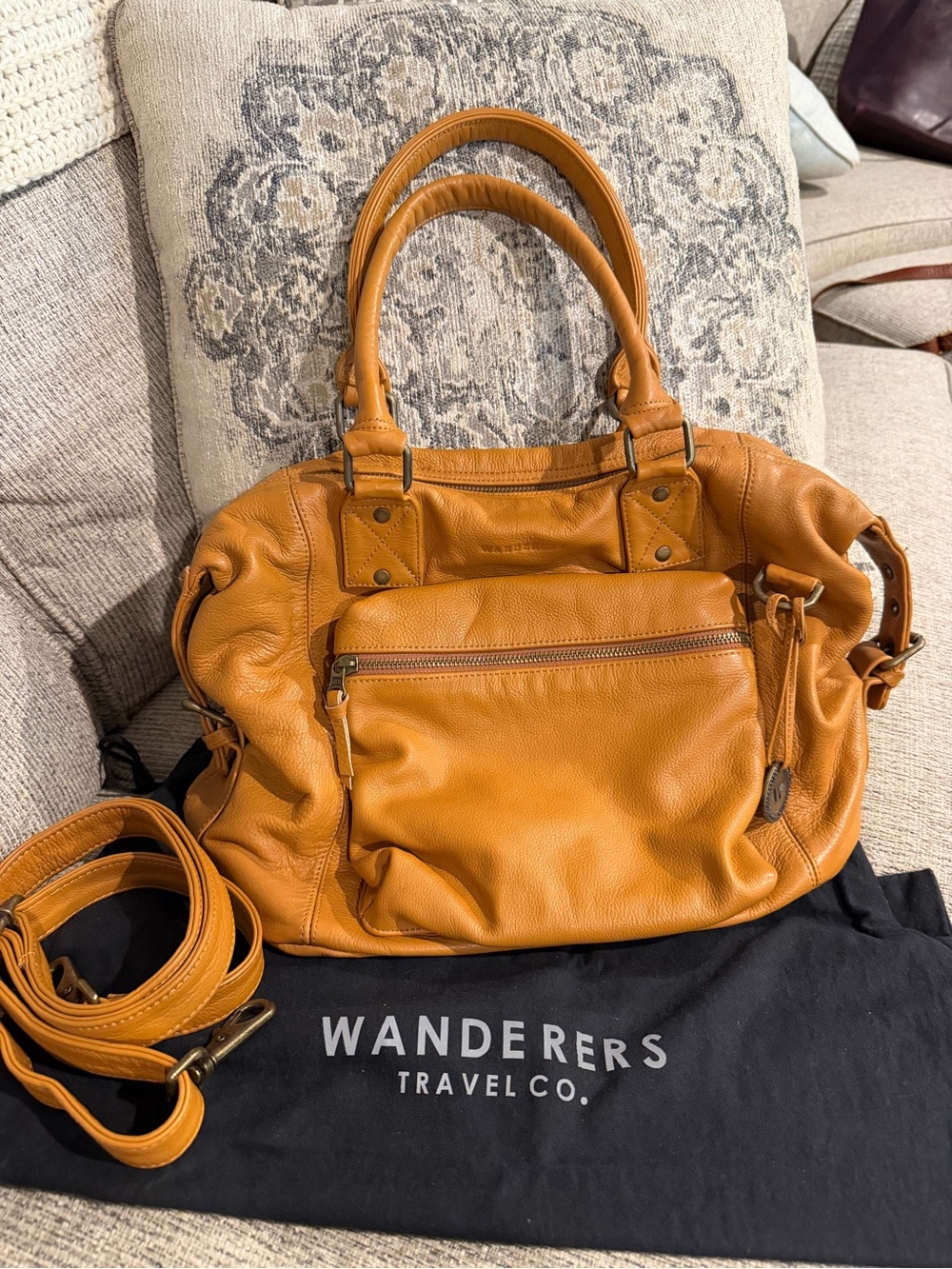 Wanderers Travel Co Praiano Handbag Tan Full Grain Leather Bag EUC with Dustbag
